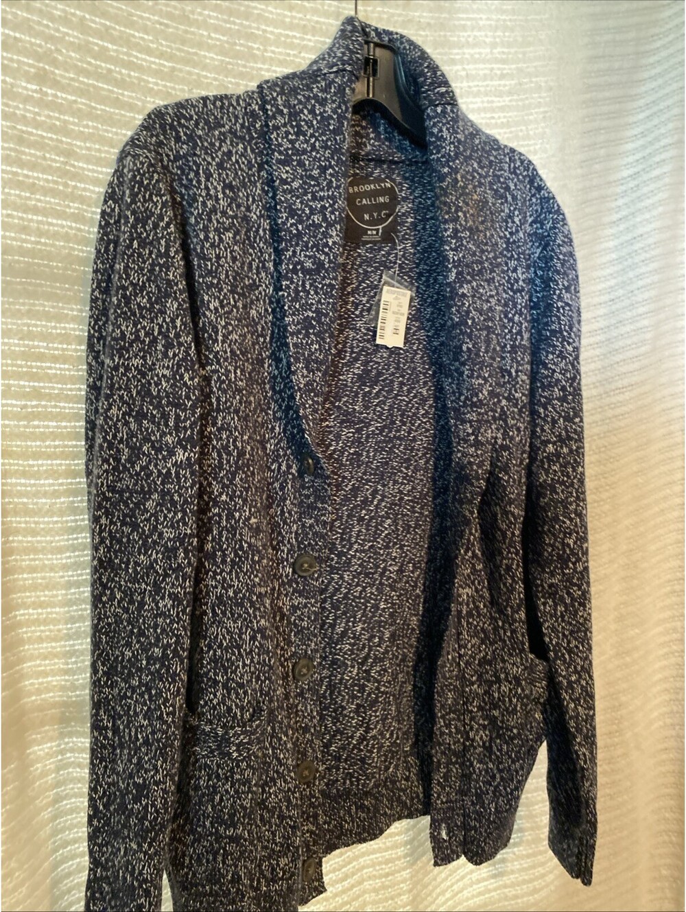 Aeropostale NYC Womens M/P Long Sleeved Stylish Blue White Open Cardigan Sweater